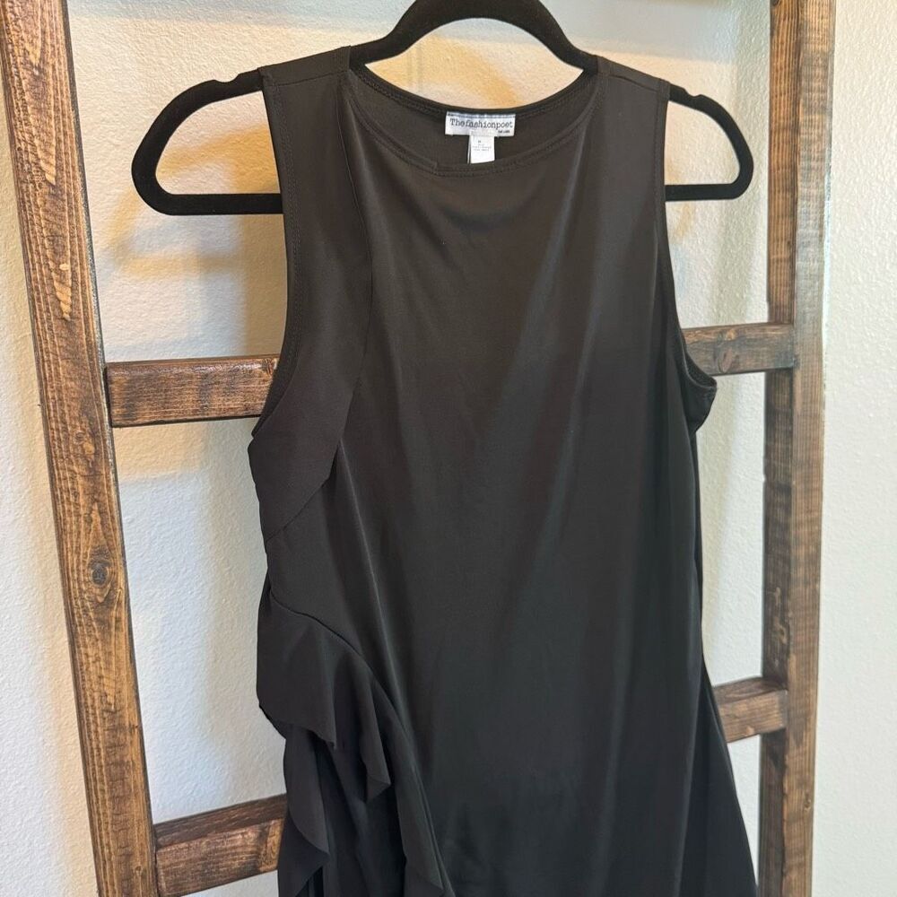 The Fashion Poet Black Ruffle Dress Medium Nwt Bodycon Cocktail Wedding Guest — image 3 of 6